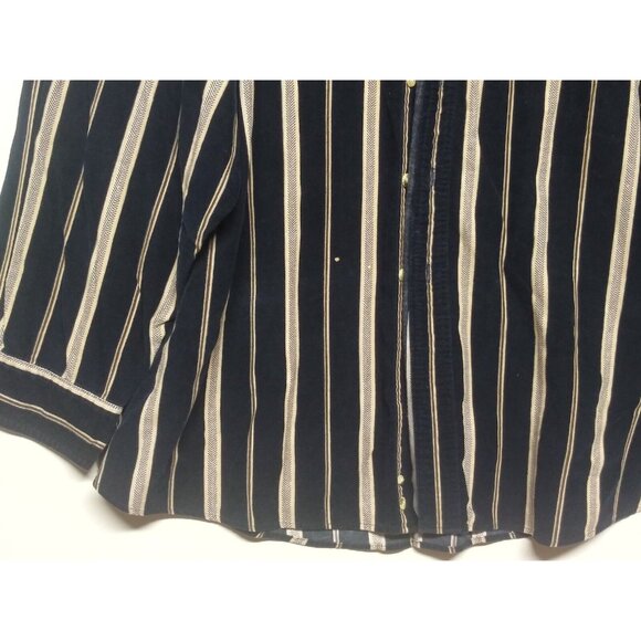 Trader Bay Shirt Micro-Corduroy 3XL Button-Down blue cream stripes Long Sleeve - Picture 10 of 10